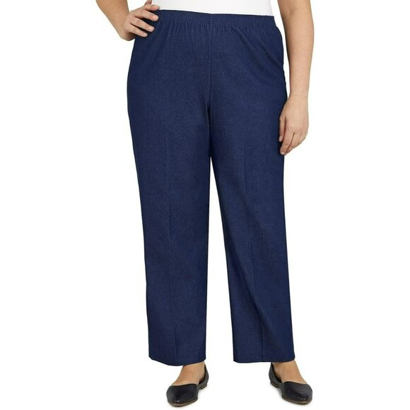 Alfred Dunner Classic Denim Ankle Length Pull On Elastic Waist Pant Plus Sz 18W - Picture 1 of 8
